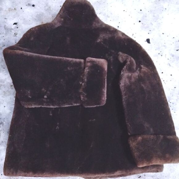 FUR GORGEOUS! SWING COAT VINTAGE Heavy PLUSH Open  CHOCOLATE BROWN M/L - Picture 6 of 15